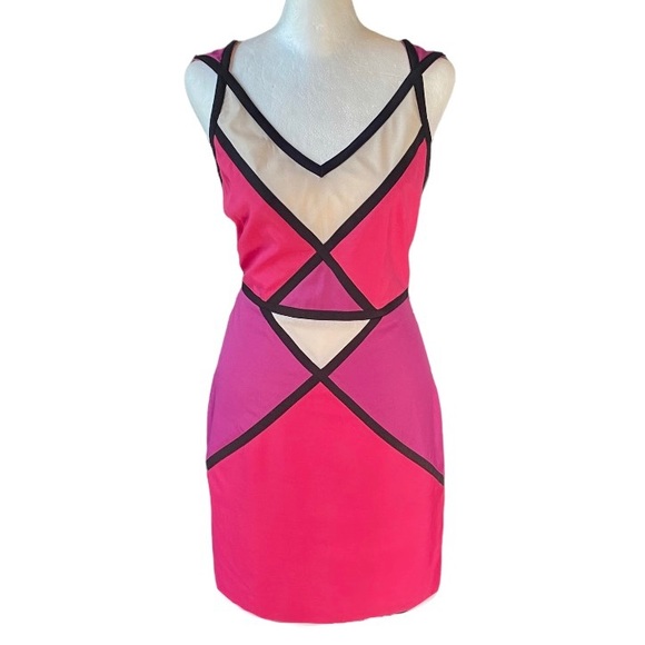 Modcloth Minuet Hot Pink + Purple Color Block Strappy Dress size women's medium - Picture 2 of 9